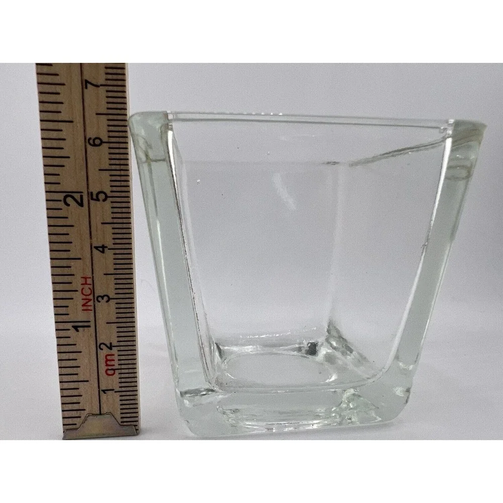 Vintage Square Clear Glass Flower‎ Vase 2.5